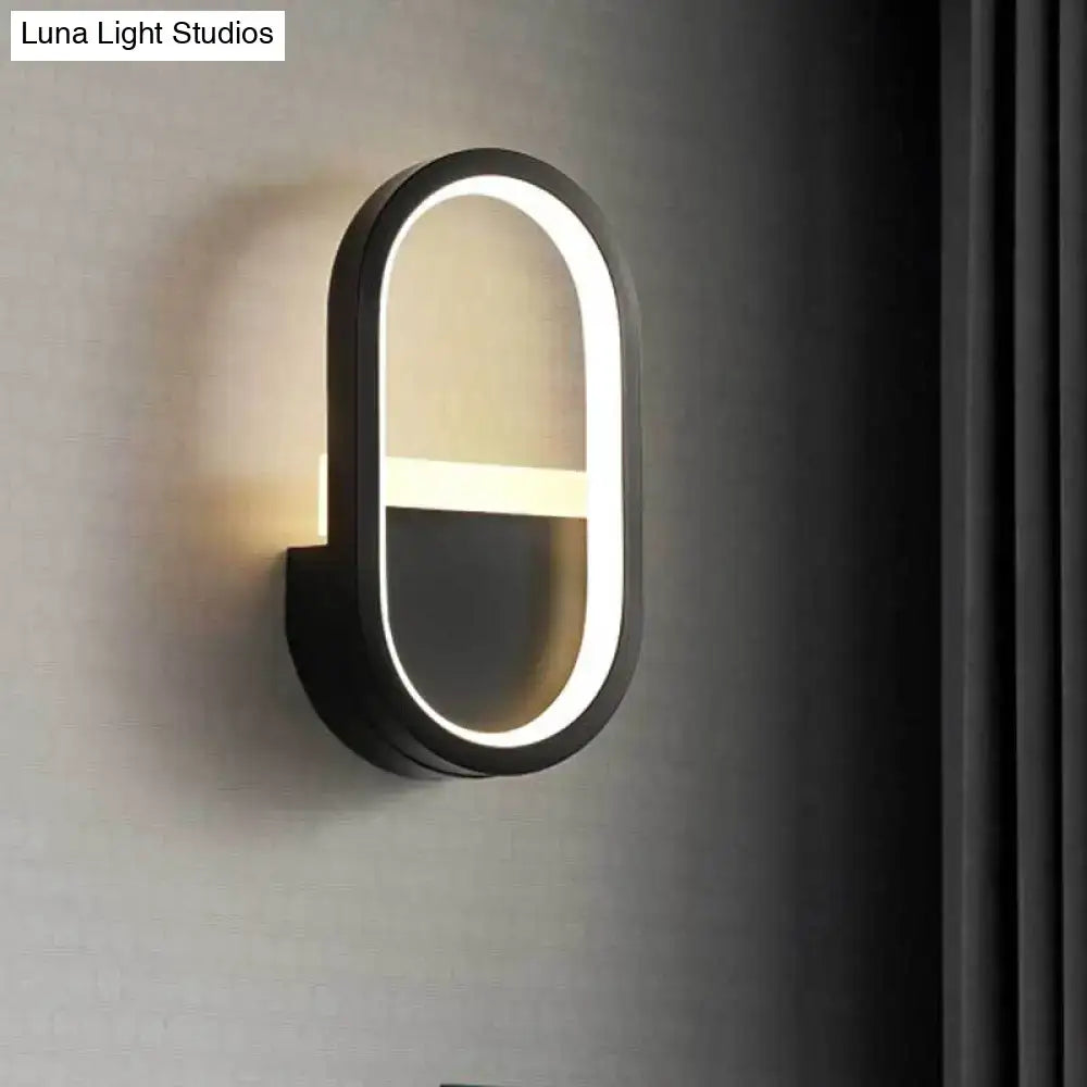 Modern white elliptical led wall lamp bedroom sconce