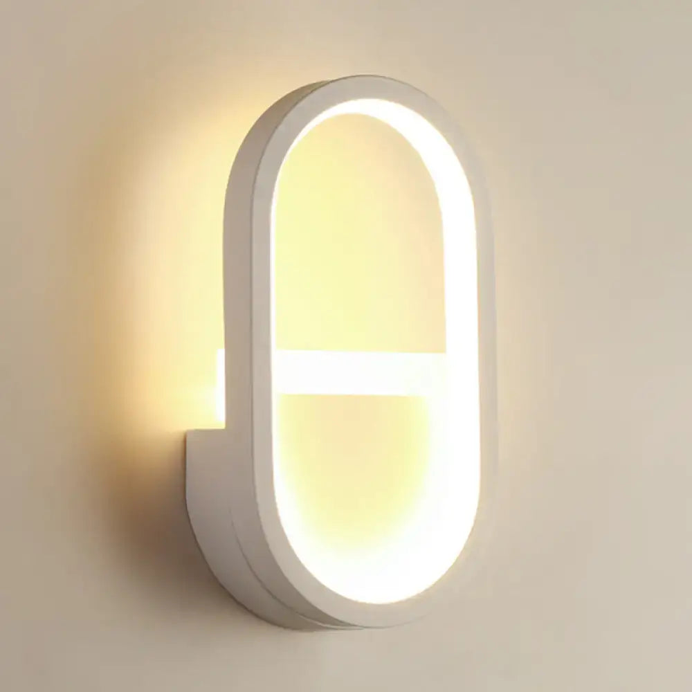 Modern white elliptical led wall lamp bedroom sconce