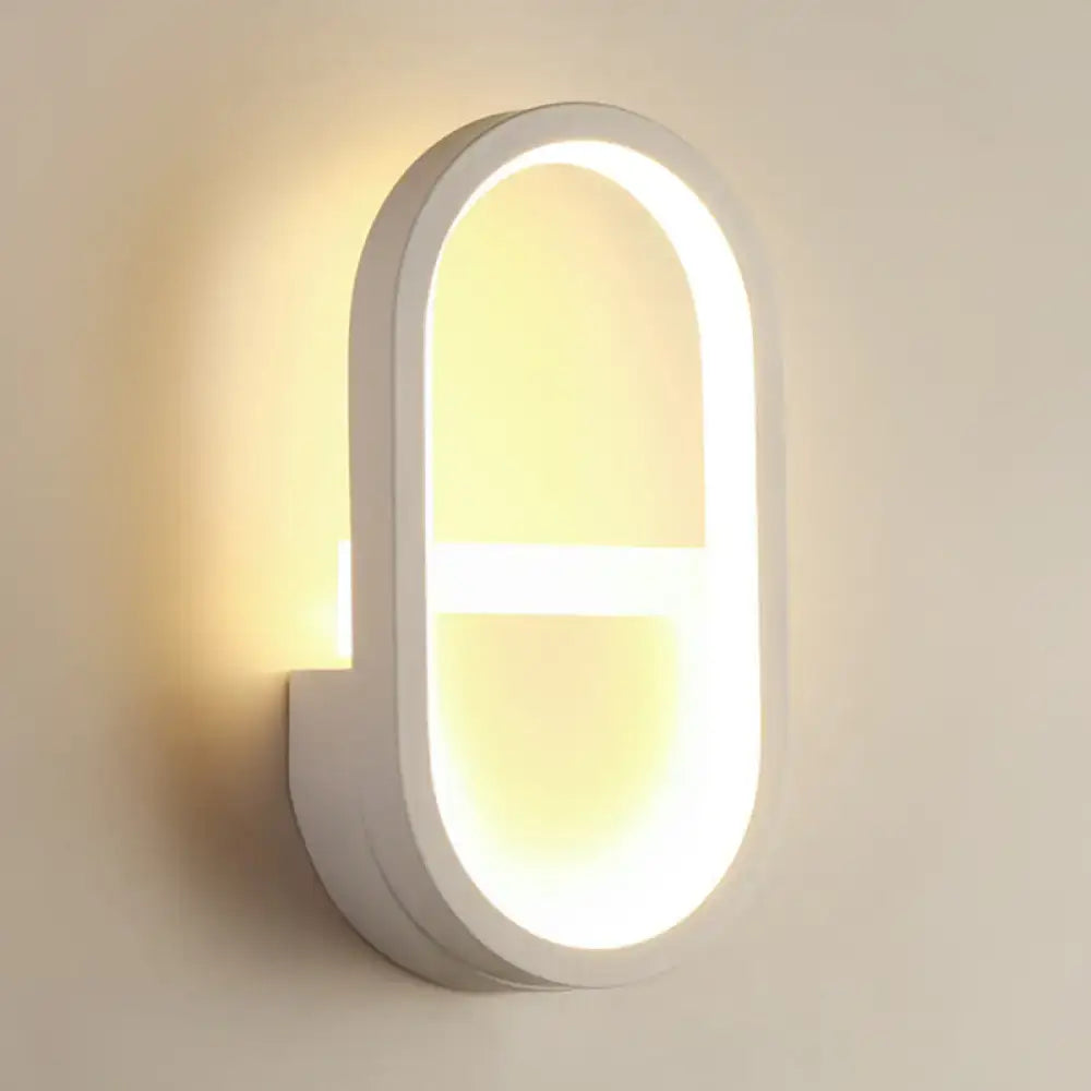 Modern white elliptical led wall lamp bedroom sconce