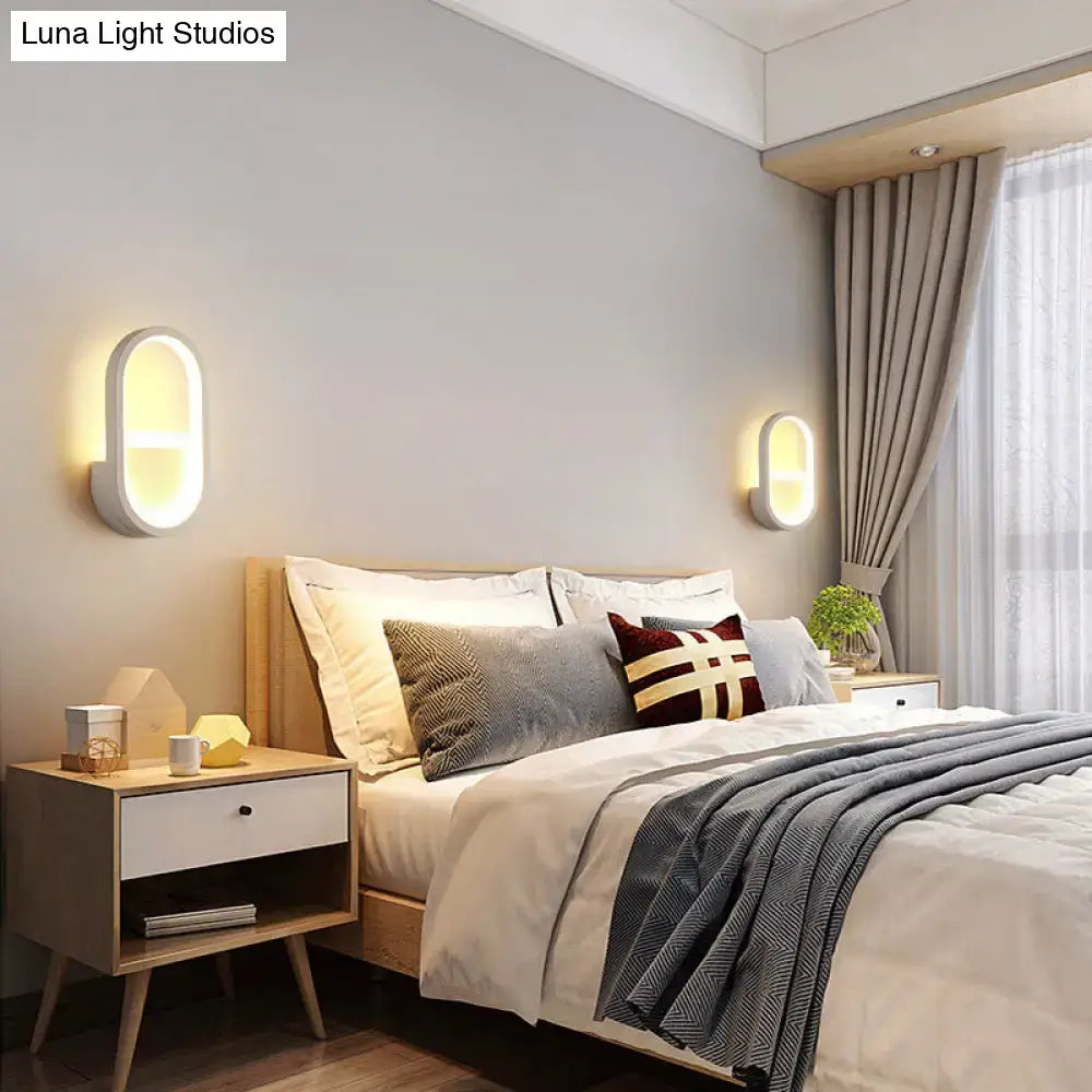 Modern white elliptical led wall lamp bedroom sconce