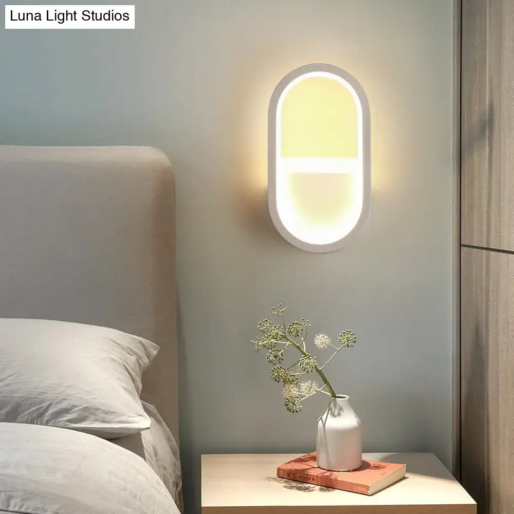 Modern white elliptical led wall lamp bedroom sconce