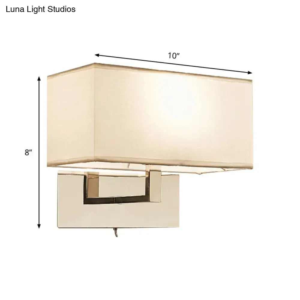 Modern white fabric wall sconce with polished brass for bedroom