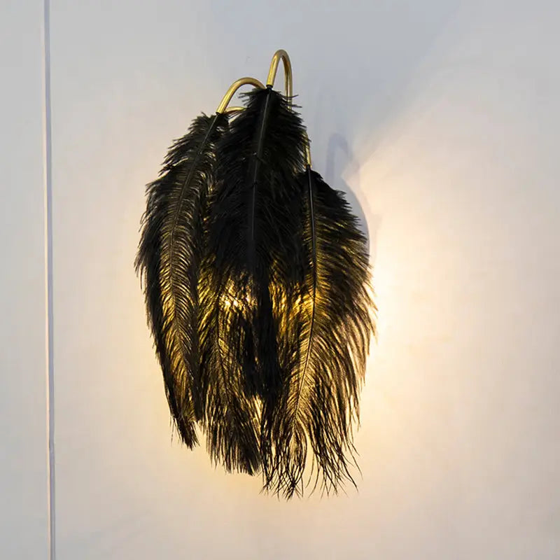 Modern white feather metal wall sconce bedroom lighting