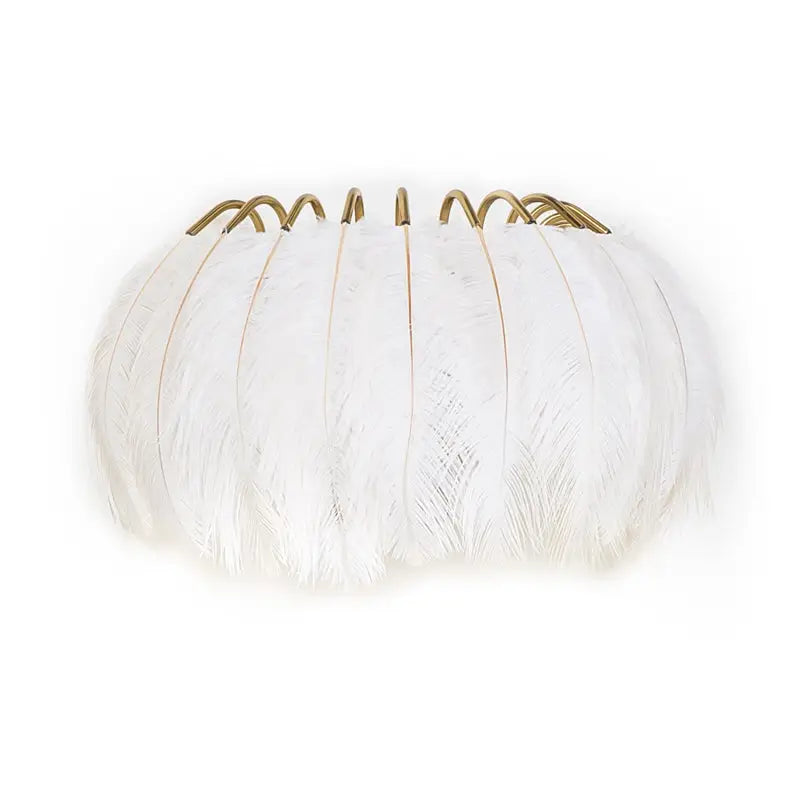 Modern white feather metal wall sconce bedroom lighting