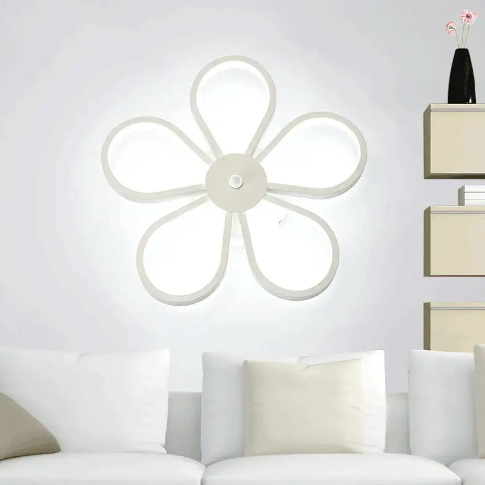 Modern white flower wall mounted led lamp dining room fixture