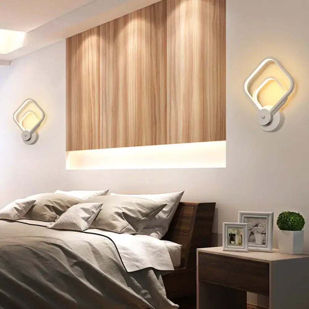 Modern white geometric twisted led wall lamp for stairway warm light