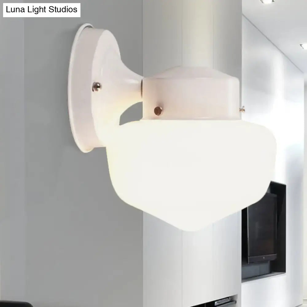 Modern white glass sconce light bedroom black & white mirror
