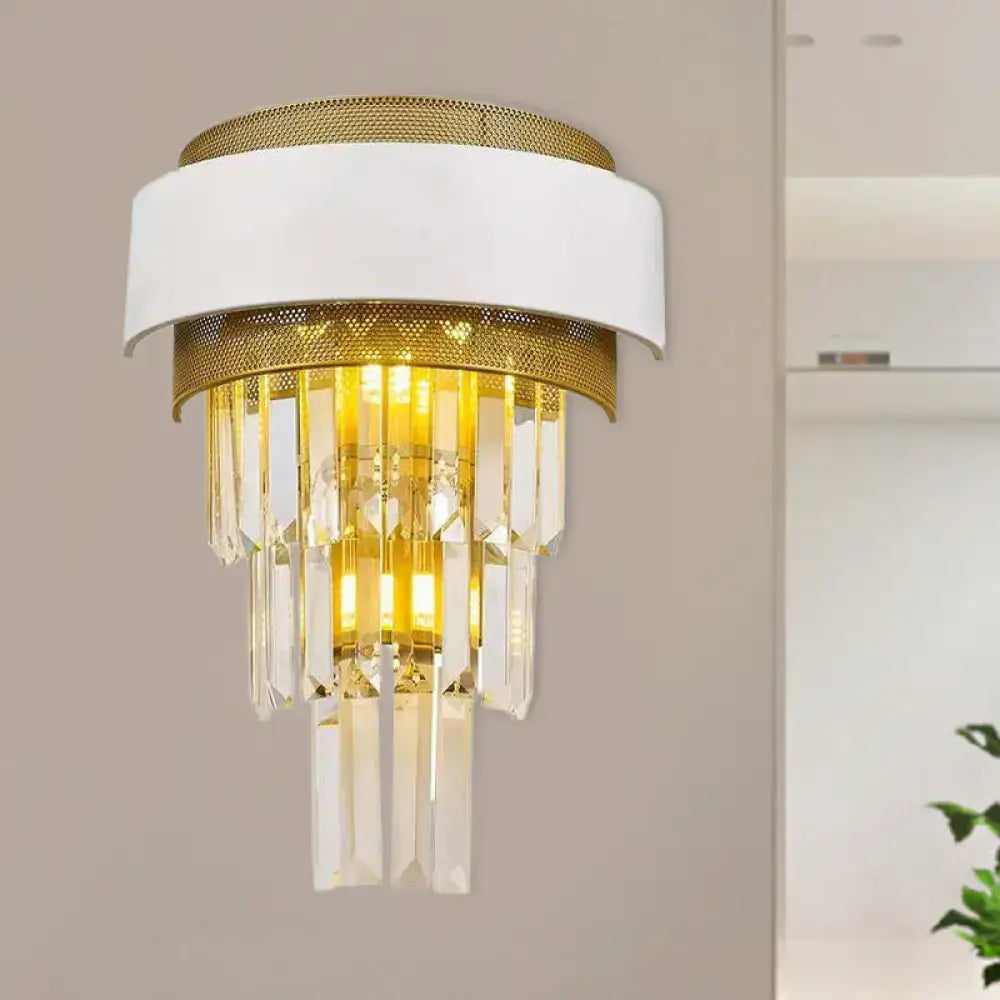 Modern white & gold crystal wall sconce bedroom wall lamp