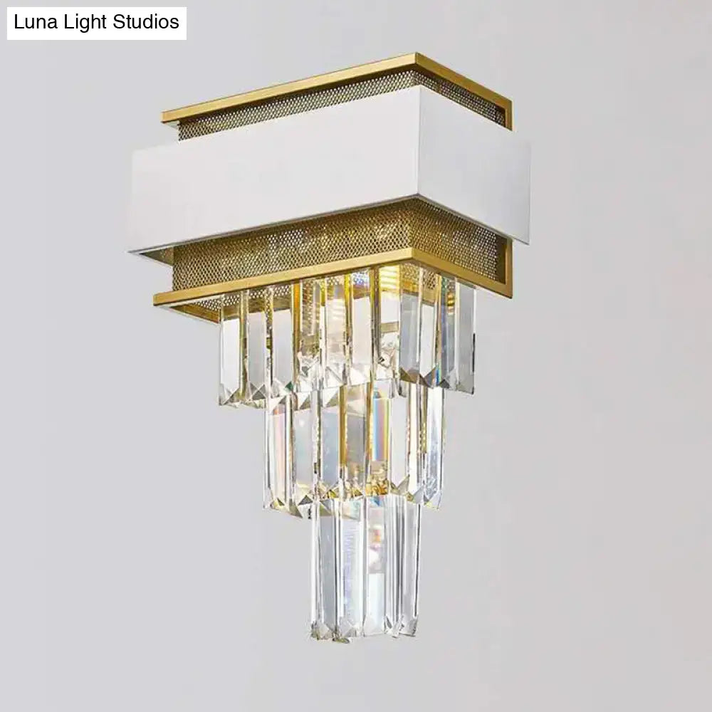 Modern white & gold crystal wall sconce bedroom wall lamp