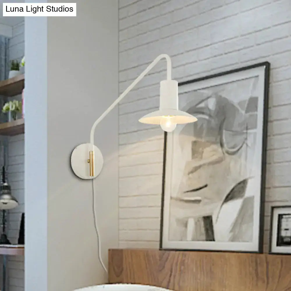 Modern white & gold wide flare bedroom wall lighting