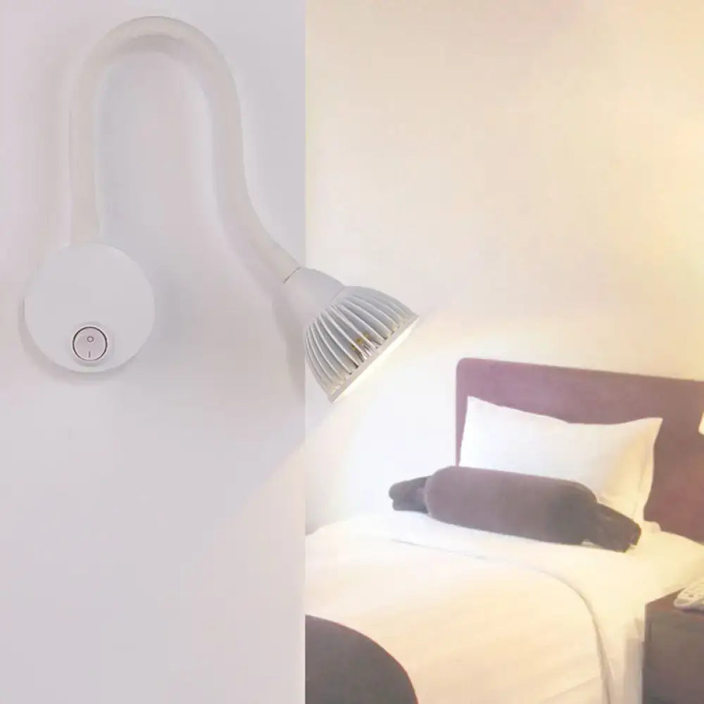 Modern white gooseneck wall sconce light for bedroom reading
