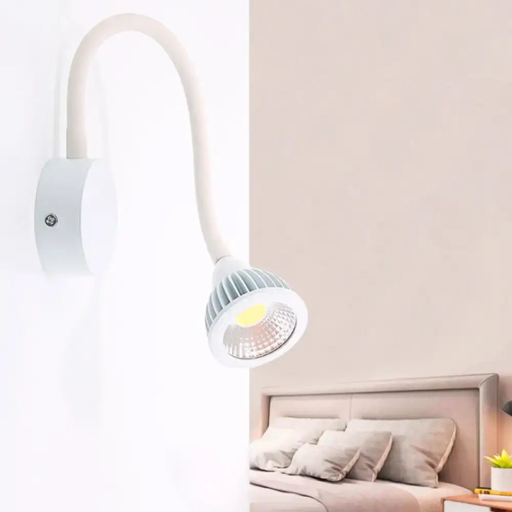 Modern white gooseneck wall sconce light for bedroom reading