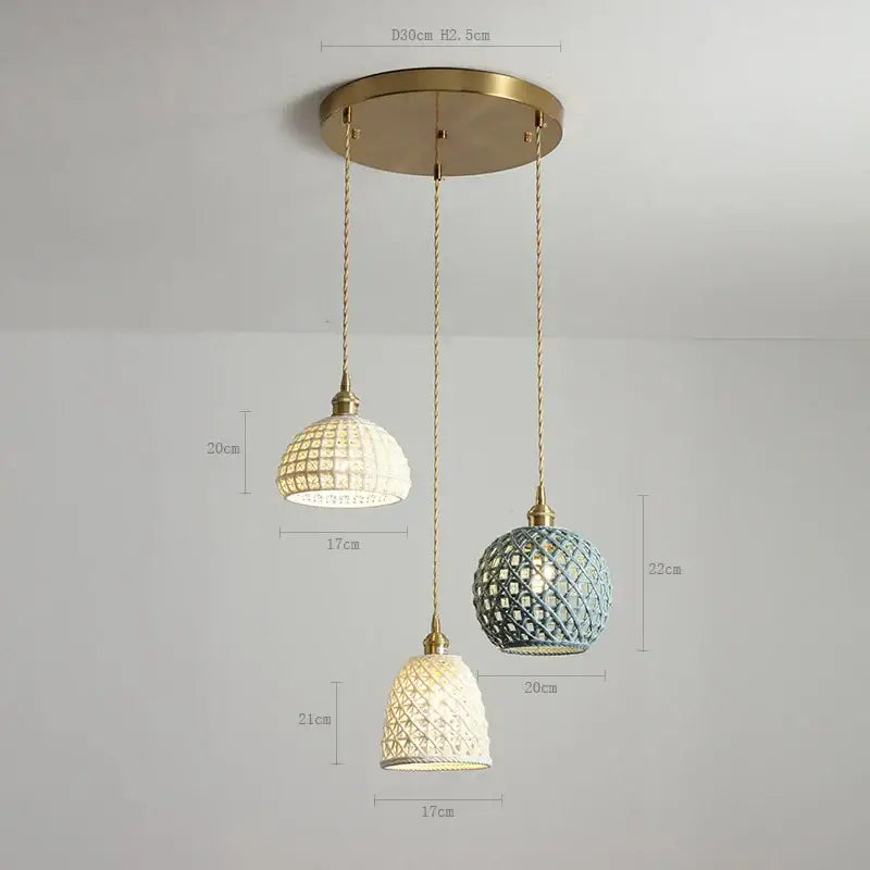 Modern white & gray geometric ceramic led pendant lights dining room