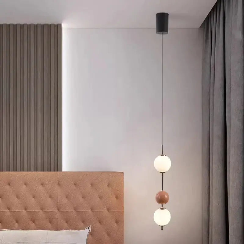 Modern white & gray glass pendant light – dining room colorful ball led