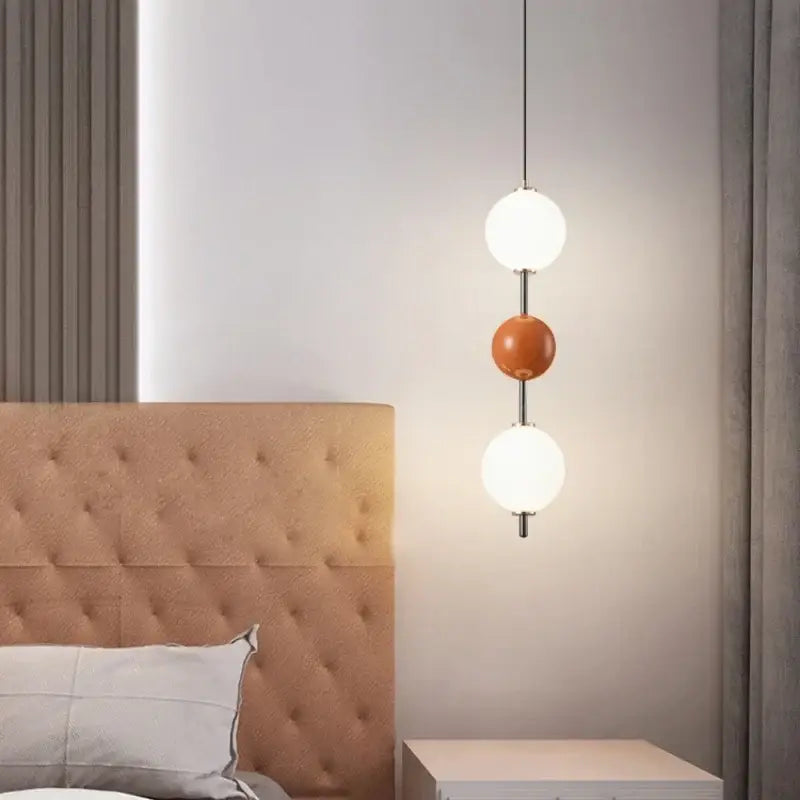 Modern white & gray glass pendant light – dining room colorful ball led