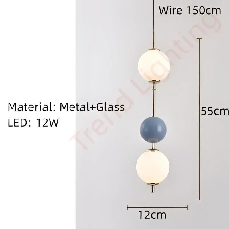 Modern white & gray glass pendant light – dining room colorful ball led