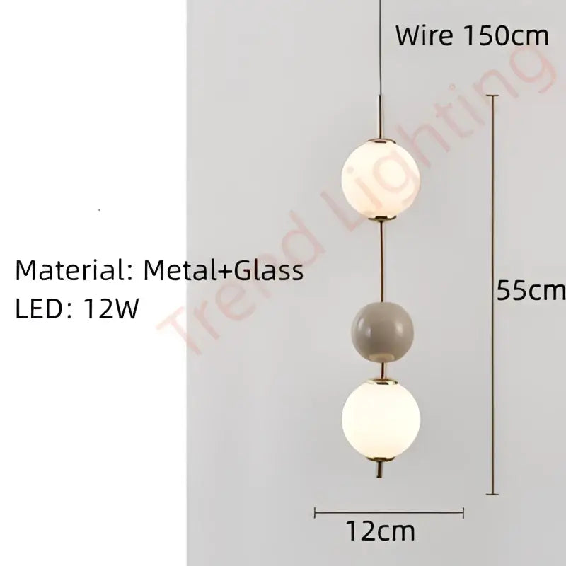 Modern white & gray glass pendant light – dining room colorful ball led