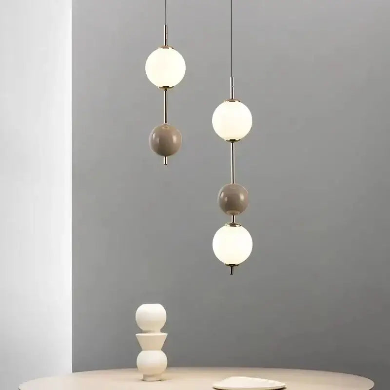 Modern white & gray glass pendant light – dining room colorful ball led