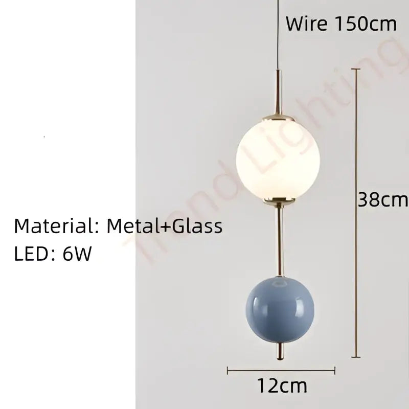 Modern white & gray glass pendant light – dining room colorful ball led