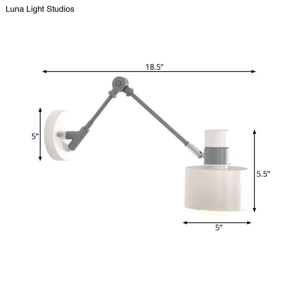 Modern white & grey adjustable wall sconce light bedroom fixture