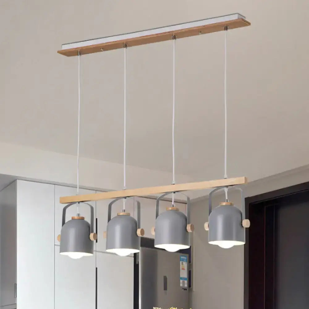Modern white & grey dome shade pendant light – kitchen island