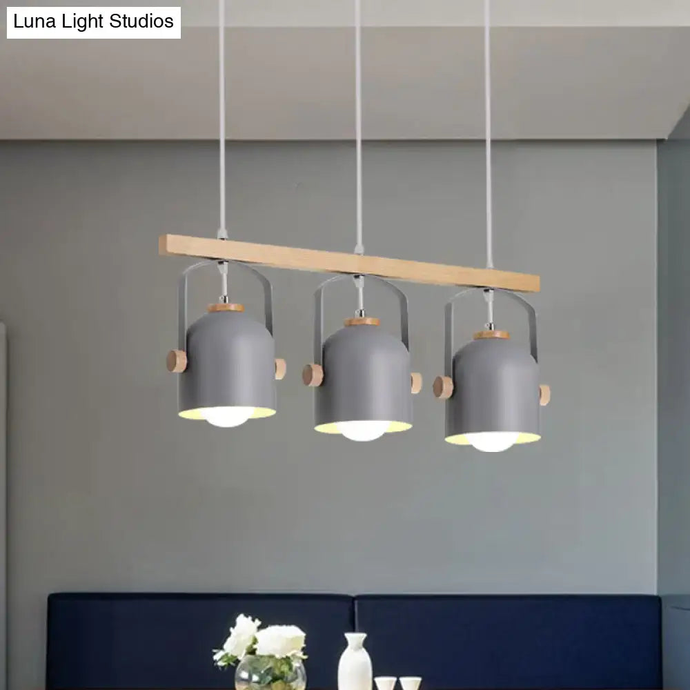 Modern white & grey dome shade pendant light – kitchen island