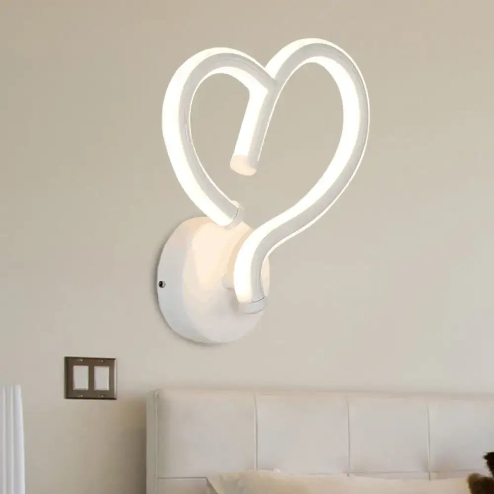 Modern white heart acrylic wall light fixture – bedroom decor