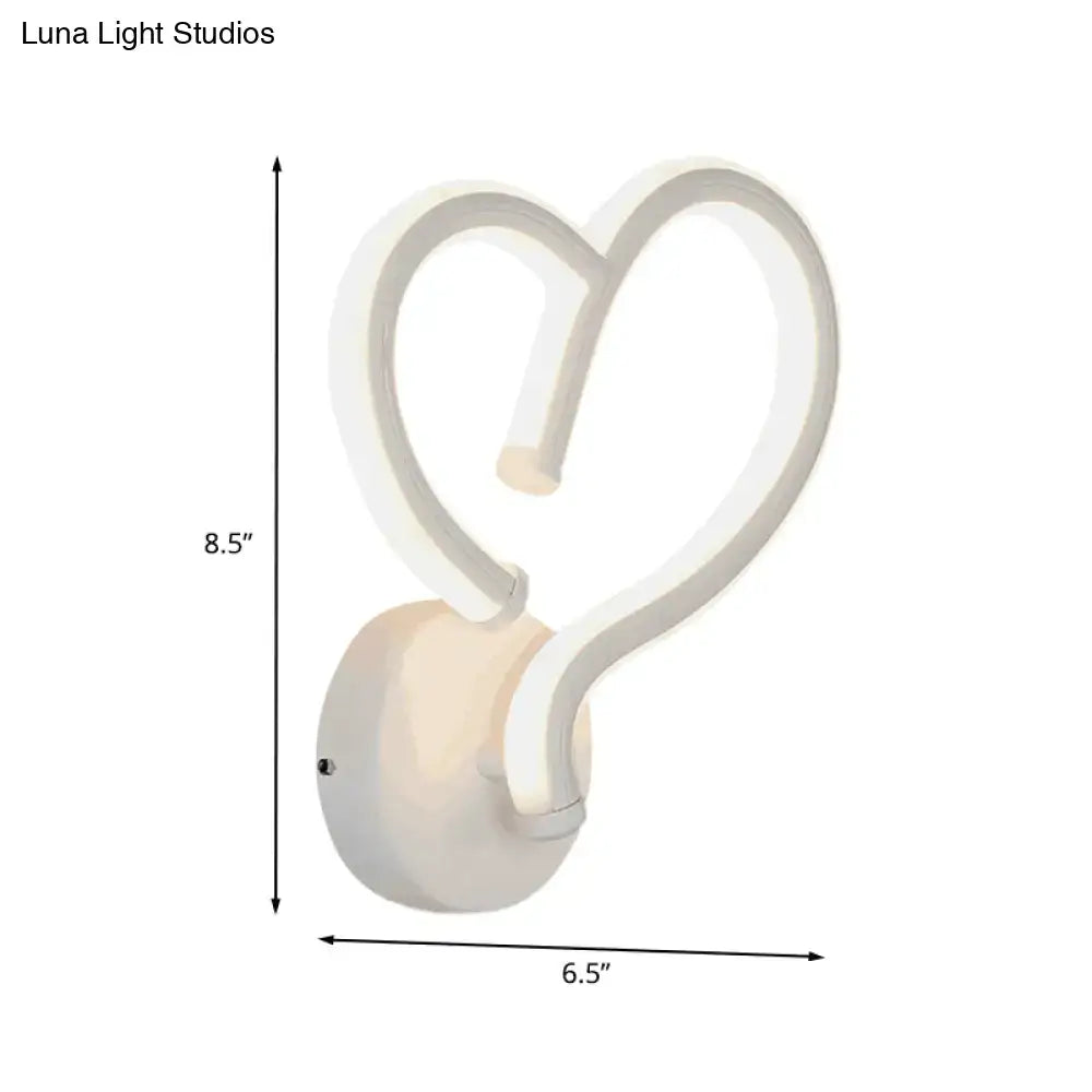 Modern white heart acrylic wall light fixture – bedroom decor