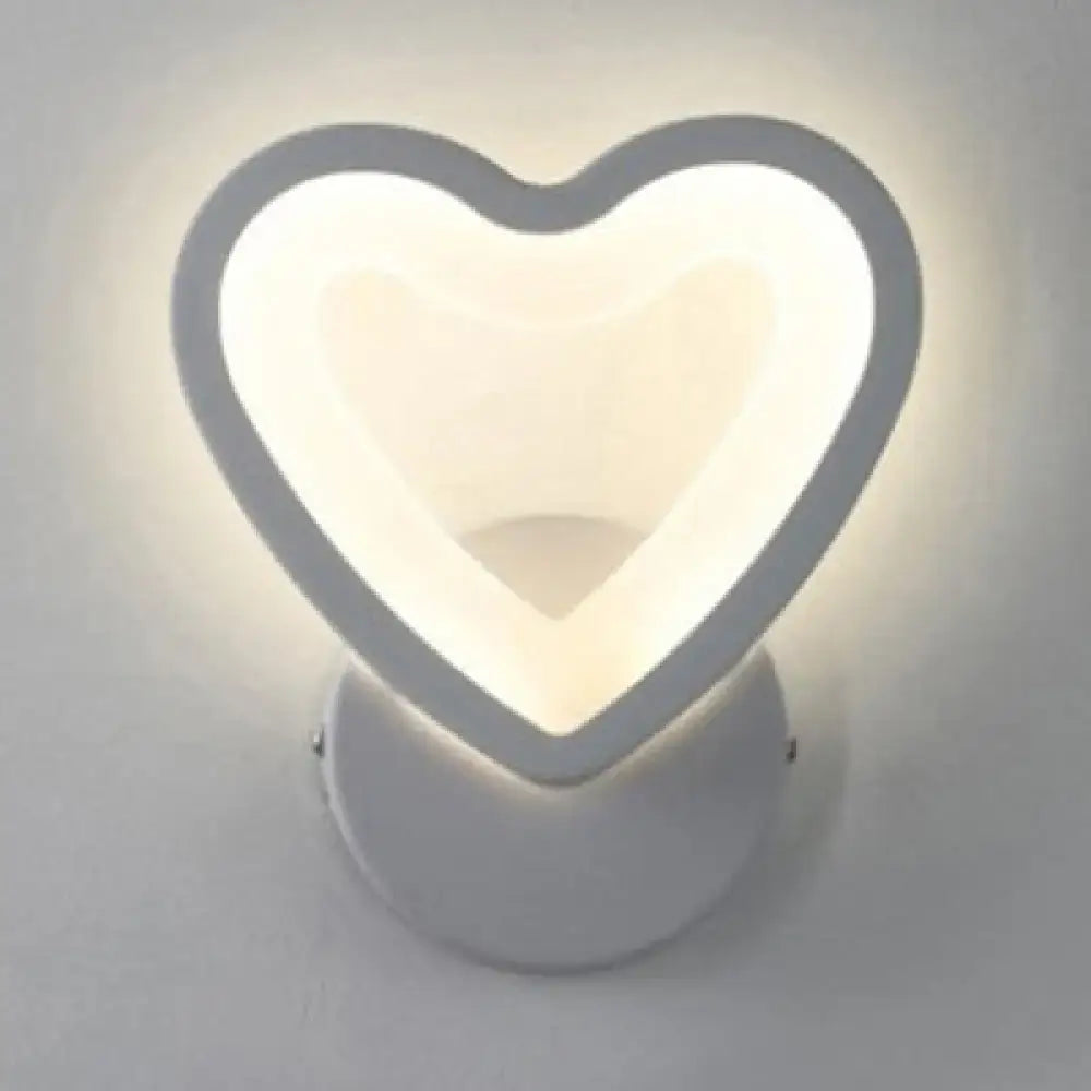 Modern white heart led wall sconce – bedroom minimalist light