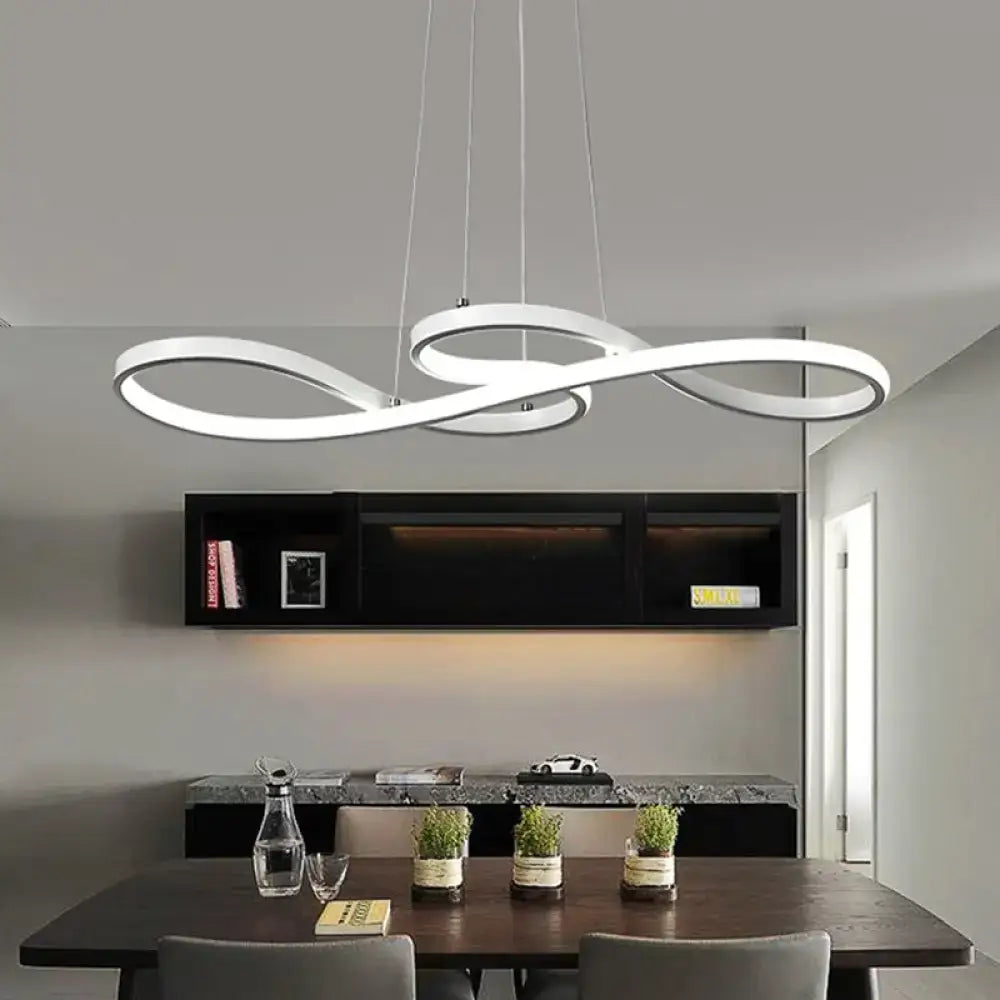 Modern white infinity led island light dining room remote control