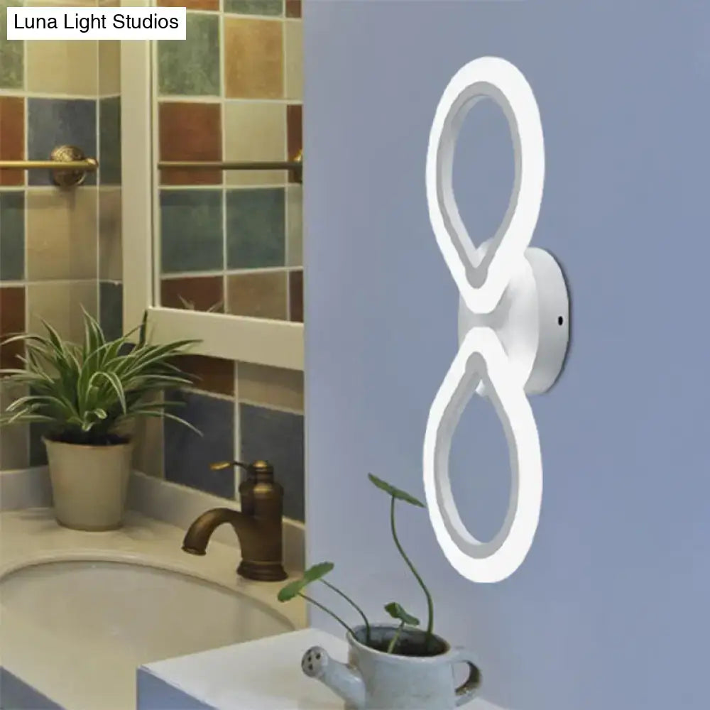 Modern white interlocking ring led wall light fixture bedroom simple design