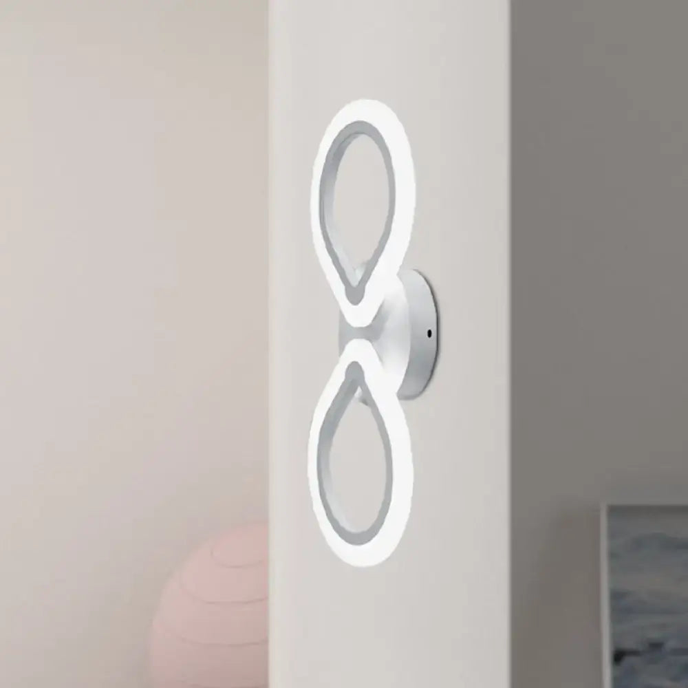Modern white interlocking ring led wall light fixture bedroom simple design