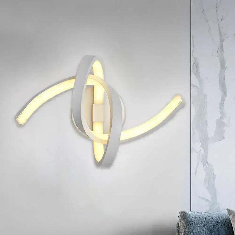 Modern white knotted linear wall sconce bedroom led light