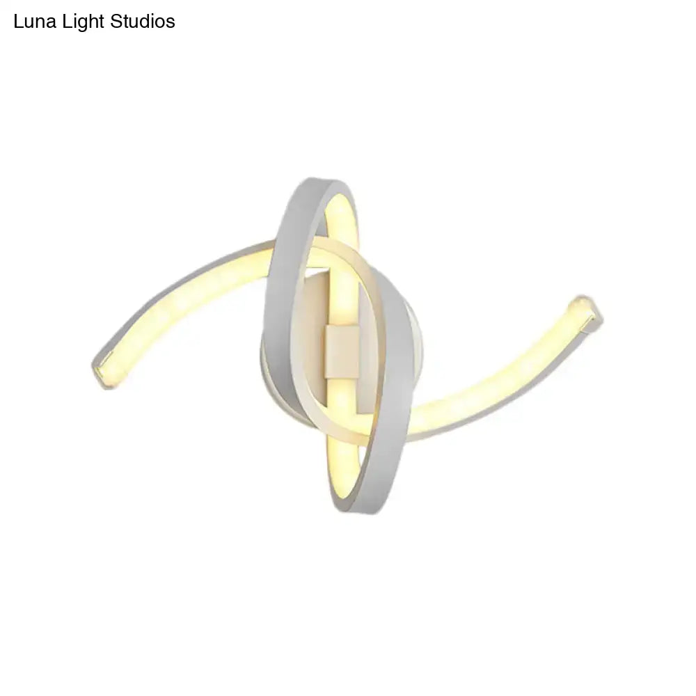 Modern white knotted linear wall sconce bedroom led light