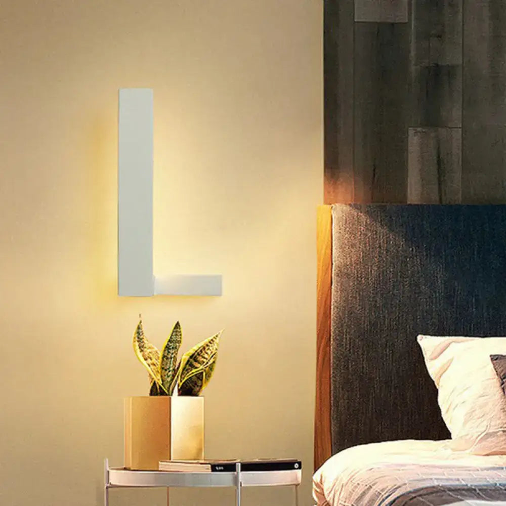 Modern white l-shaped led wall sconce living room geometric light