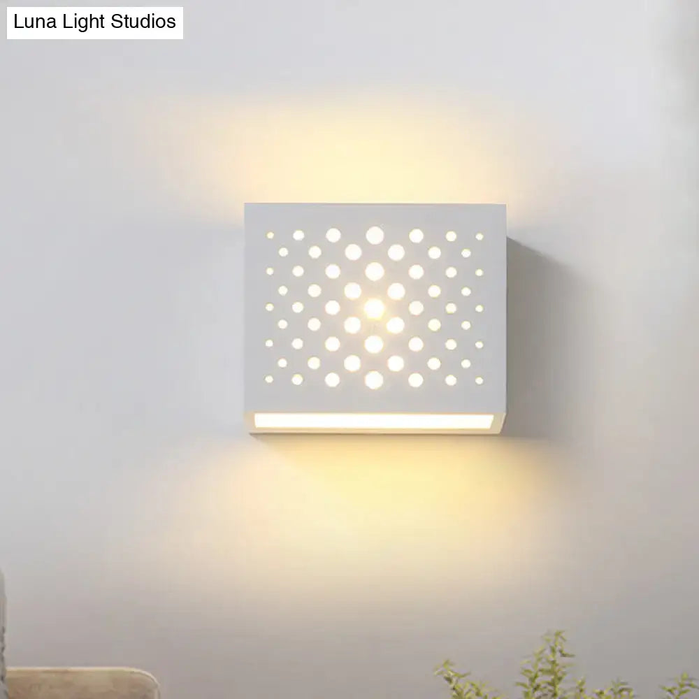 Modern white laser cut cube wall light bedroom gypsum sconce