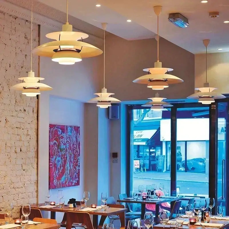 Modern white layered led pendant light for kitchen