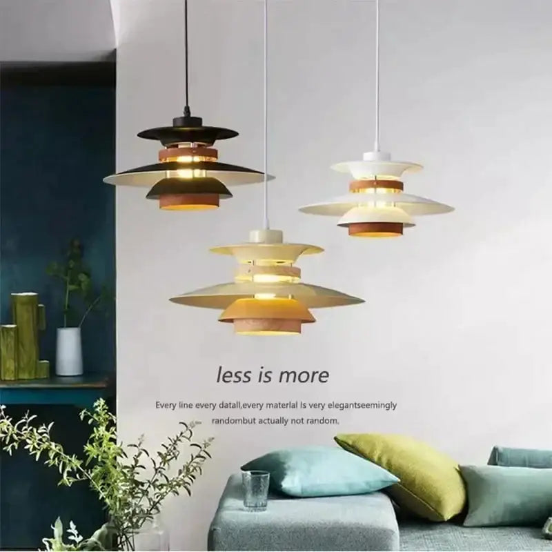Modern white layered led pendant light for kitchen