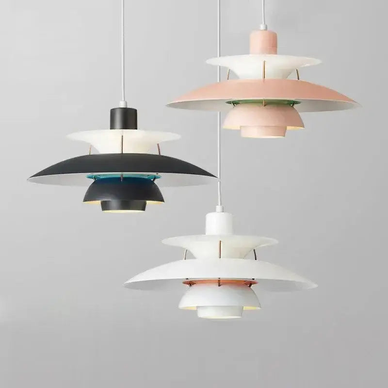 Modern white layered led pendant light for kitchen