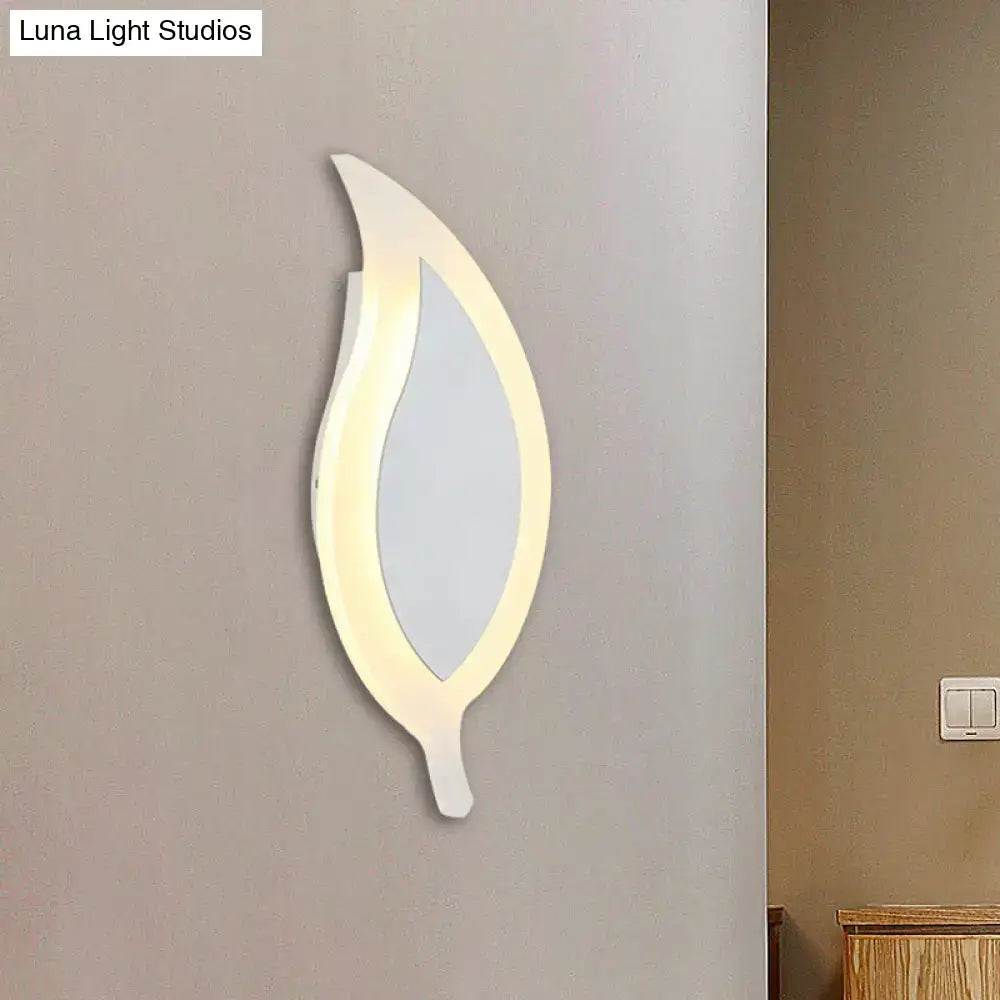 Modern white leaf wall lamp warm & white bedroom sconce