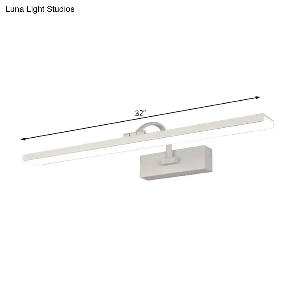 Modern white led bathroom vanity sconce with curved arm