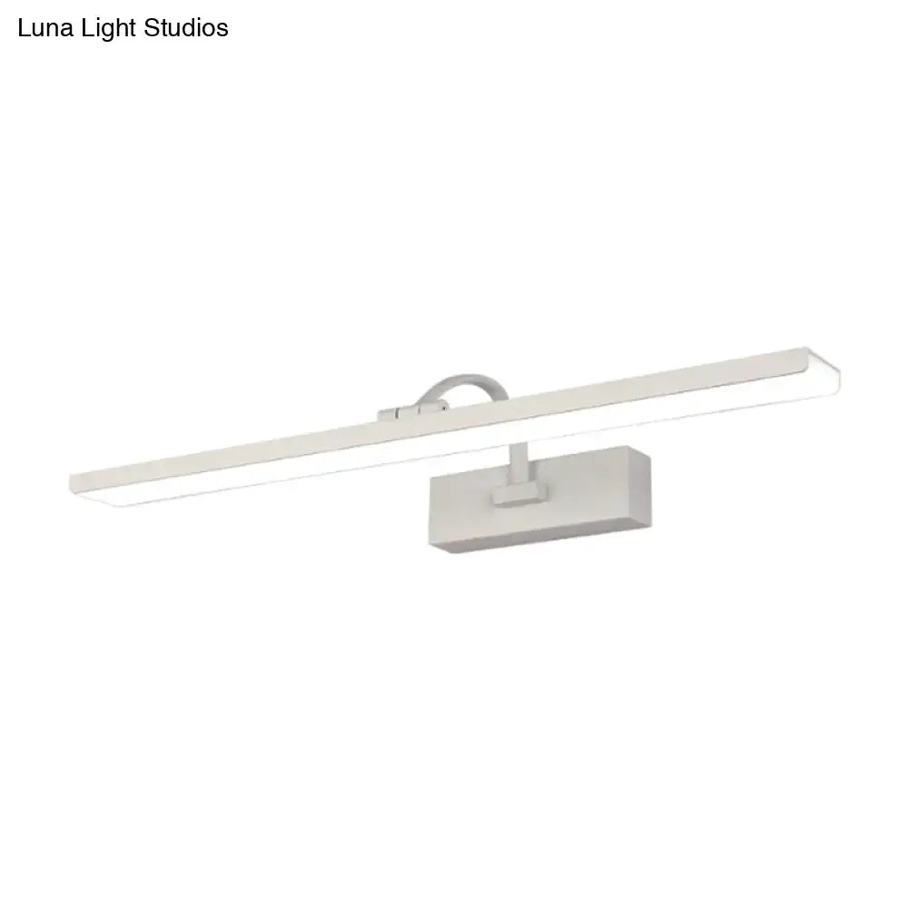 Modern white led bathroom vanity sconce with curved arm