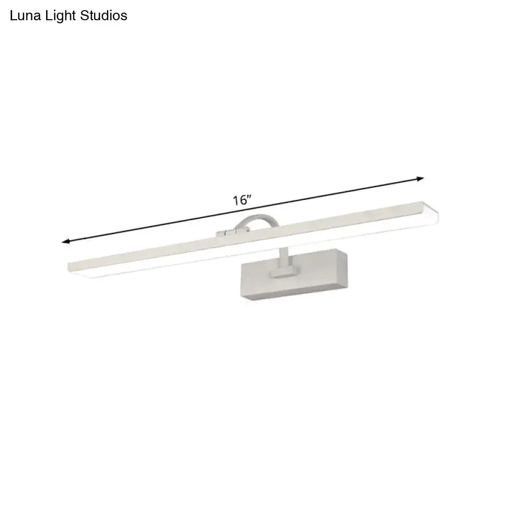 Modern white led bathroom vanity sconce with curved arm