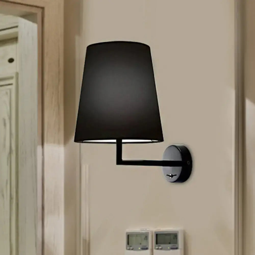 Modern white led cone wall mounted fabric sconce living room light