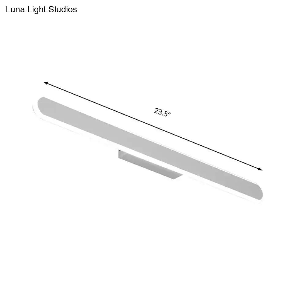Modern silver-finished linear led wall light fixture with sleek minimalist design and 23.5-inch length for bathroom use