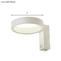 Modern white led wall sconce direct wired with a sleek circular design and 6-inch diameter power source for living room