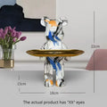 Modern white marble bear figurine sculpture with gold tray living room