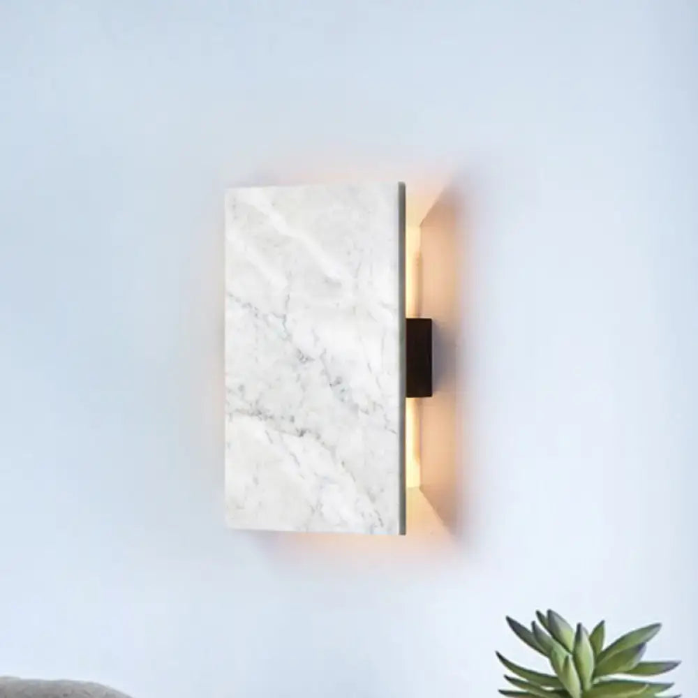 Modern white marble & black wall light bedroom bedside wall lamp