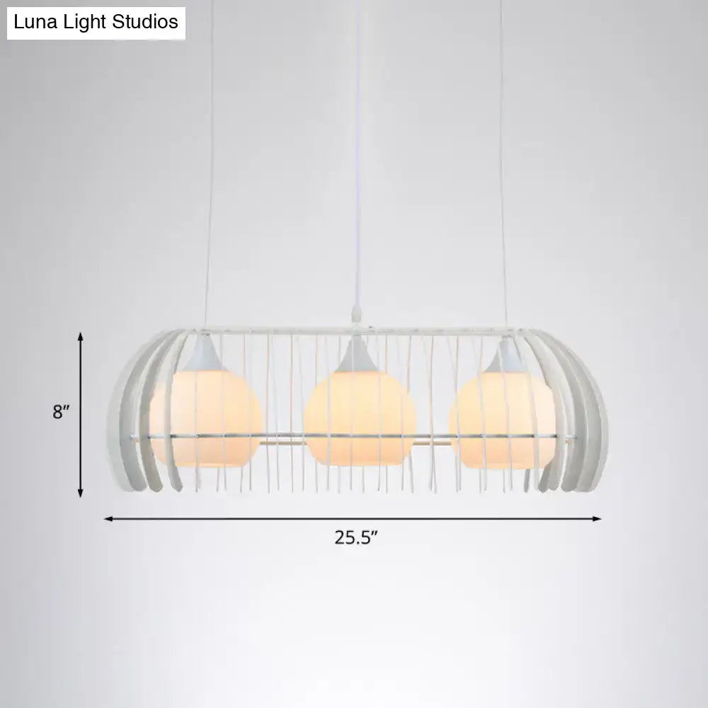 Modern white metal 3 head globe pendant – dining room island light