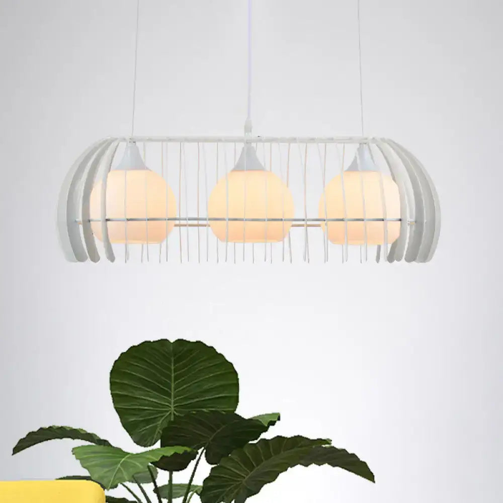 Modern white metal 3 head globe pendant – dining room island light